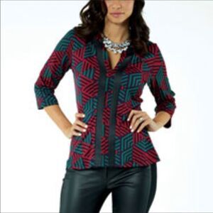 Tracy Negoshian Laura Twisted Triangle Ruby Top (XS)